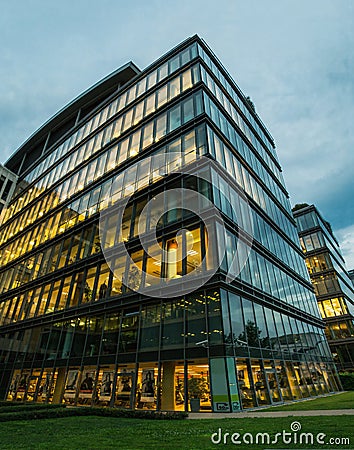 Perfect modern office buildings at dusk Stock Photo