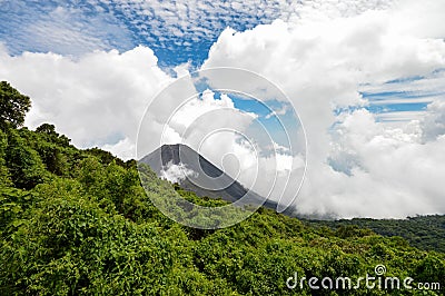 The perfect peak of the active and young Izalco volcano seen fro Stock Photo