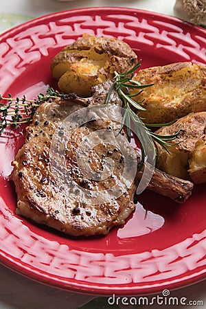 Perfect pork loin chop steak Stock Photo