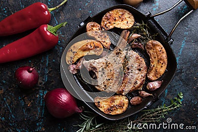 Perfect pork loin chop steak Stock Photo