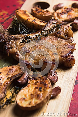 Perfect pork loin chop steak Stock Photo