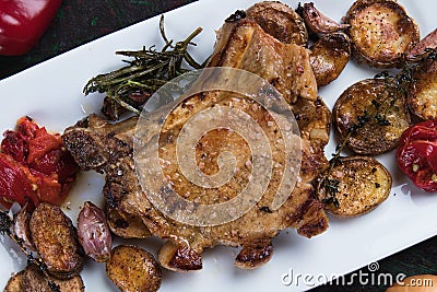 Perfect pork loin chop steak Stock Photo