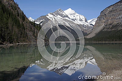 Mount Robson Provincial Park, Canadian Rocky Mountains Reflection of Whitehorn Mountain in Kinney Lake, British Columbia, Canada Stock Photo