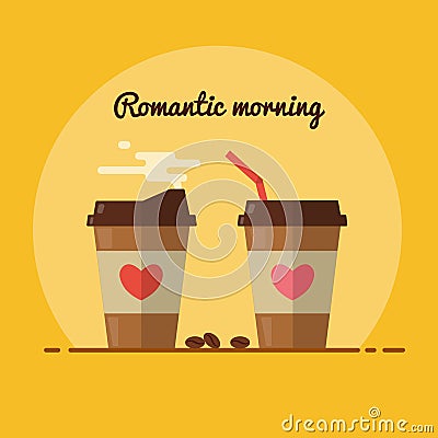 Perfect romantic morning with coffee Vector Illustration