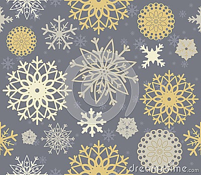 Perfect seamless pattern with stylish snowflakes Vector Illustration