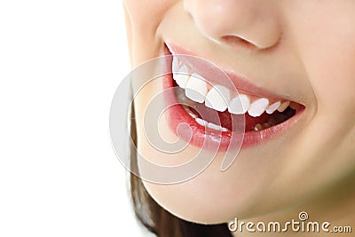 Perfect smile with healthy tooth of cheerful teen girl isolated Stock Photo