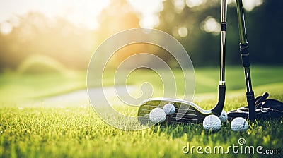 Perfect Summer Day at the Golf Course with Sharp Landscape Details and Dreamy Silhouette Stock Photo