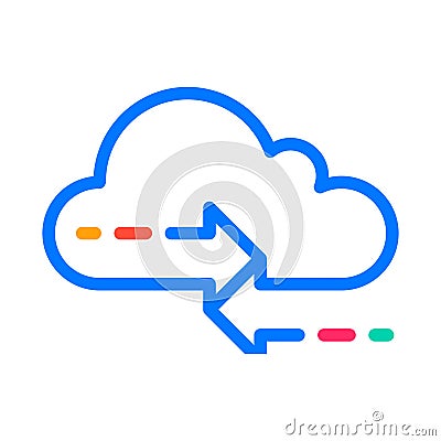 Syncing data on the cloud service. Cloud Computing Icon. Simple outline filled icon style. Vector Illustration