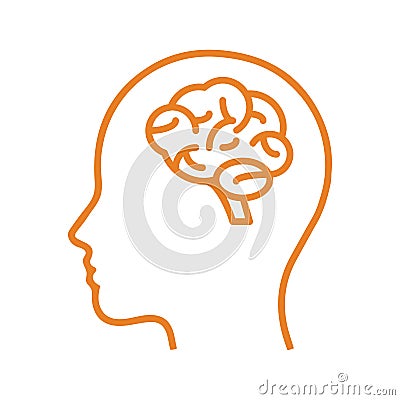 Brainstorming, thinking, idea icon / orange version Vector Illustration