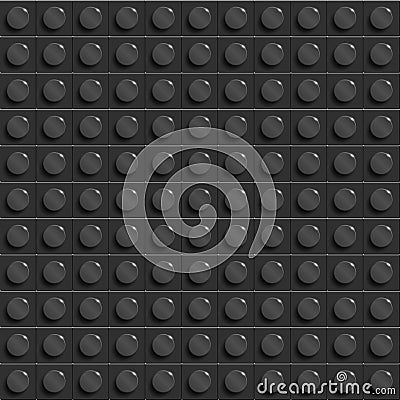 Perfect vector lego background of closeup plastic gloss construction lego block. Black. Stock Photo