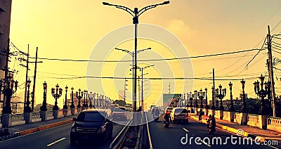 Perfect view of Jones Bridge capturing the newly installed lamp posts. Stock Photo