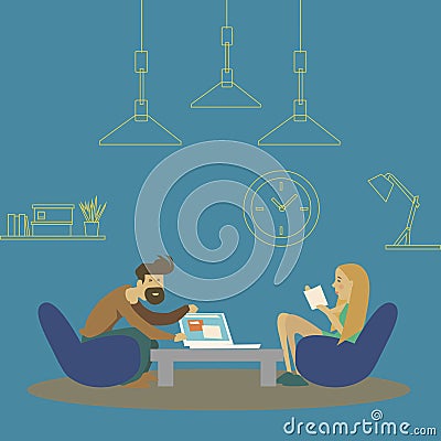 Vector illustration. job interview illustration Vector Illustration