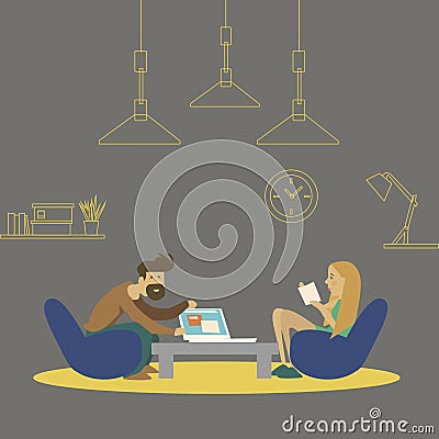 Vector illustration. job interview illustration Vector Illustration