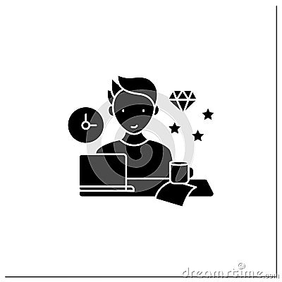 Perfectionist procrastinator glyph icon Vector Illustration