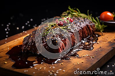 Perfectly Cooked Wagyu Steak, Exquisite Marbling and Juiciness Captured in a Gastronomic Symphony of Flavor. Ai generated Stock Photo