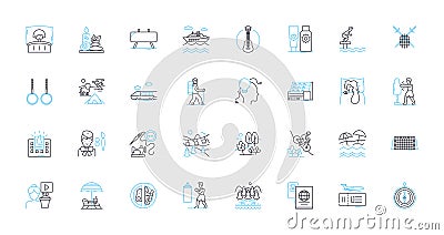 Perfectly fit linear icons set. Tailored, Flawless, Ideal, Fitted, Customized, Form-fitting, Seamless line vector and Vector Illustration