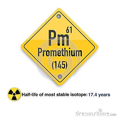 Radioactive periodic elements Promethium , corporative business concep artwork Stock Photo