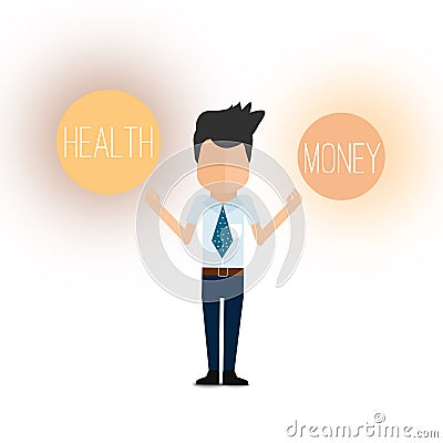 Money or health. Promotional, business targeting vector graphic picture. Stock Photo