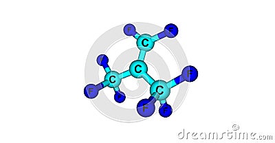 Perfluoroisobutene molecular structure isolated on white Cartoon Illustration