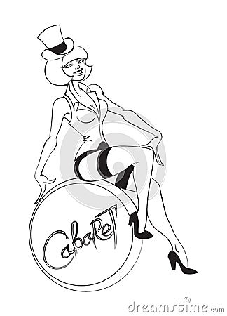 Perfomance of burlesque artist Vector Illustration