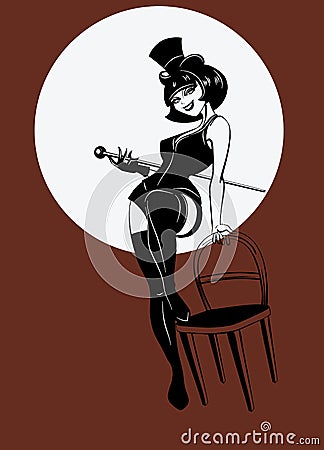 Perfomance of burlesque artist Vector Illustration