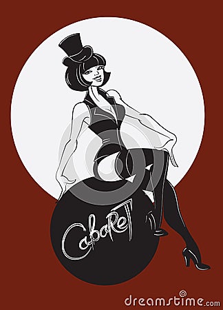 Perfomance of burlesque artist Vector Illustration