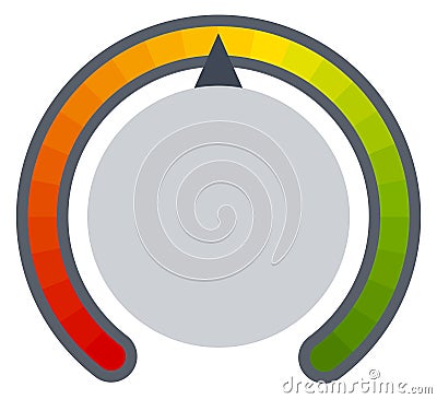 Perfomance indicator. Colorful score test control gauge Vector Illustration