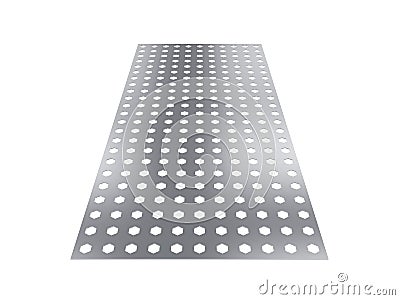 Perforated sheet, 3D rendering, isolated on white background Cartoon Illustration