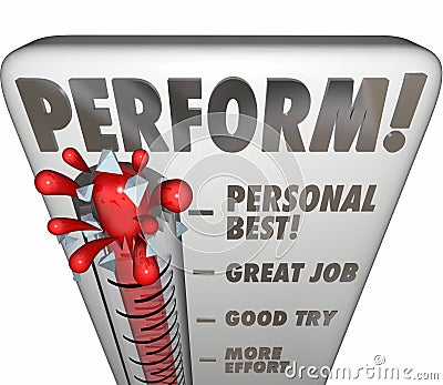 Perform Thermometer Measure Score Feedback Grade Rating Success Stock Photo