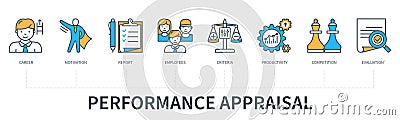 Performance appraisal concept with icons in minimal flat line style Stock Photo