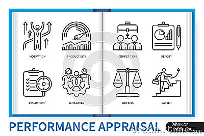 Performance appraisal infographics linear icons collection Stock Photo