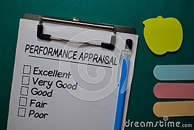 Performance Appraisal write on a paperwork isolated on Office Desk Stock Photo