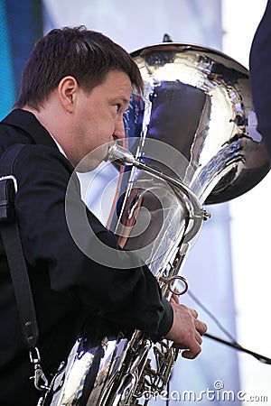 Performance artists, orchestra, ensemble of wind instruments kronwerk brass Editorial Stock Photo