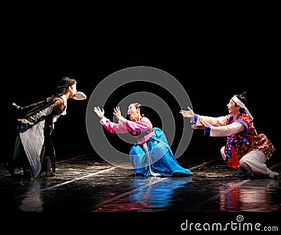 Performance of Busan Korean traditional dance at t Editorial Stock Photo