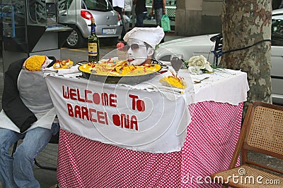 Magician welcomes to Barcelona, Spain Editorial Stock Photo