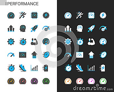 Performance icons light and dark theme Vector Illustration