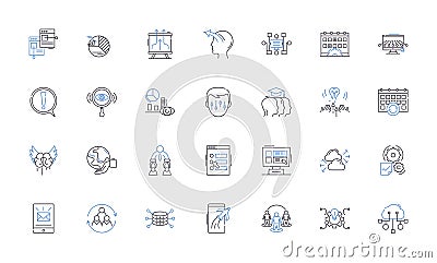 Performance improvement line icons collection. Enhance, Optimize, Upgrade, Boost, Progress, Ameliorate, Refine vector Vector Illustration