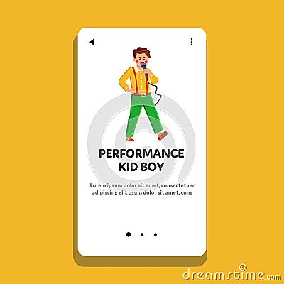 performance kid boy vector Cartoon Illustration