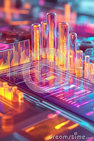 Performance Metrics, A 3D illustration showing a digital efficiency report with clear performance metrics aimed at improving Cartoon Illustration