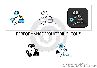 Performance monitoring icons set Vector Illustration