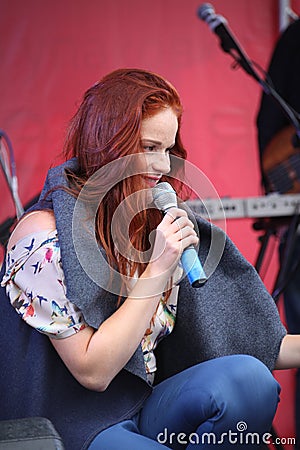 The performance of the popular singer Anna Malysheva and pop band Mint Editorial Stock Photo
