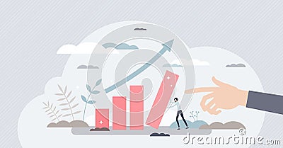 Performance progress or improvement with financial growth tiny person concept Vector Illustration