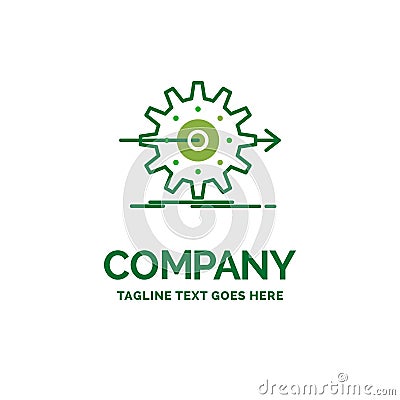 performance, progress, work, setting, gear Flat Business Logo te Vector Illustration