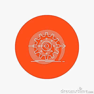 performance, progress, work, setting, gear White Line Icon in Circle background. vector icon illustration Vector Illustration