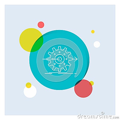 performance, progress, work, setting, gear White Line Icon colorful Circle Background Vector Illustration