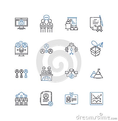 Performance review line icons collection. Feedback, Evaluation, Assessment, Appraisal, Rating, Review, Recognition Vector Illustration