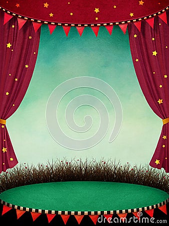 Performance , theatre , circus scene Cartoon Illustration