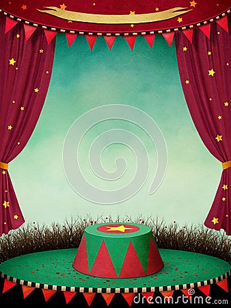 Performance , theatre , circus scene Cartoon Illustration