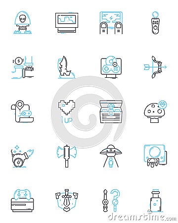 Performance tracking linear icons set. Analytics, Metrics, Evaluations, Measurements, Dashboards, Progress, Benchmarks Vector Illustration