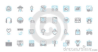 Performance tracking linear icons set. Analytics, Metrics, Evaluations, Measurements, Dashboards, Progress, Benchmarks Vector Illustration
